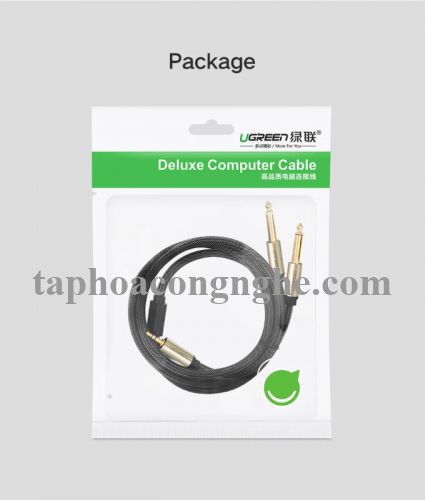 Ugreen 40796 10M Màu Đen Cáp âm thanh 2 đầu 6.5mm dương sang 3.5mm dương cao cấp AV126 30040796